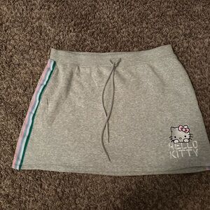 Hello Kitty Gray Mini Skirt with Pink and Green Stripes